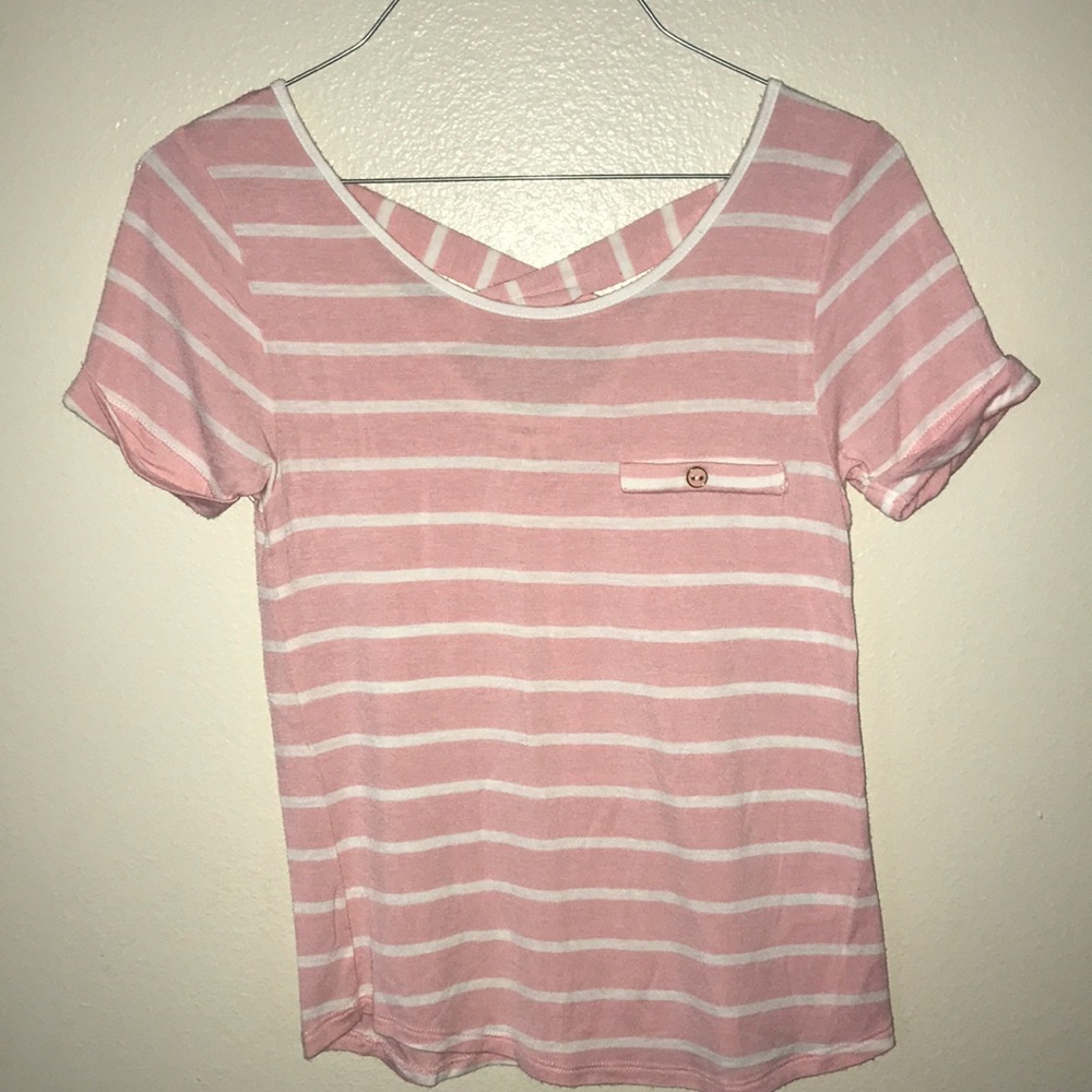 Pink and White Striped Blouse